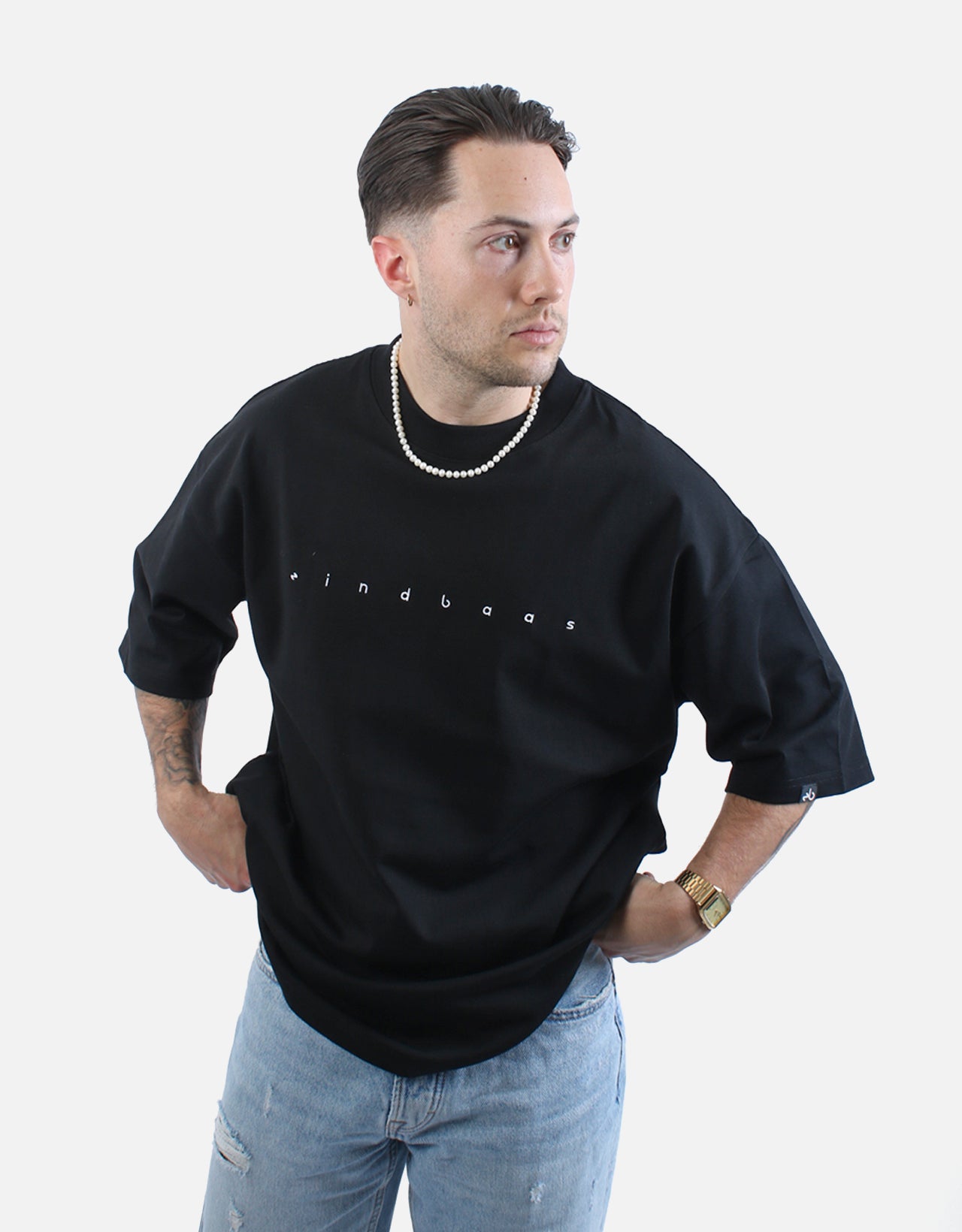 Oversized T-Shirt - eindbaas - Black/White - Heavyweight